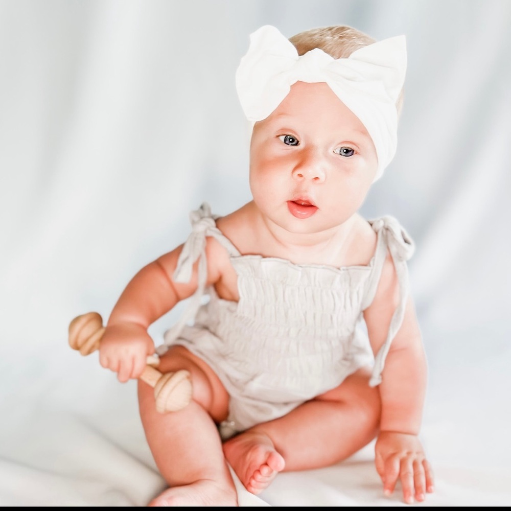 Slate Muslin Smocked Bubble Romper